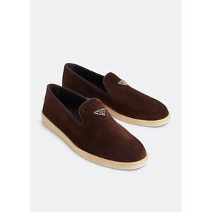 NEW Prada Men's Logo Slip-on Suede Loafers in Brown $950 - Prada Size 12 / US 13